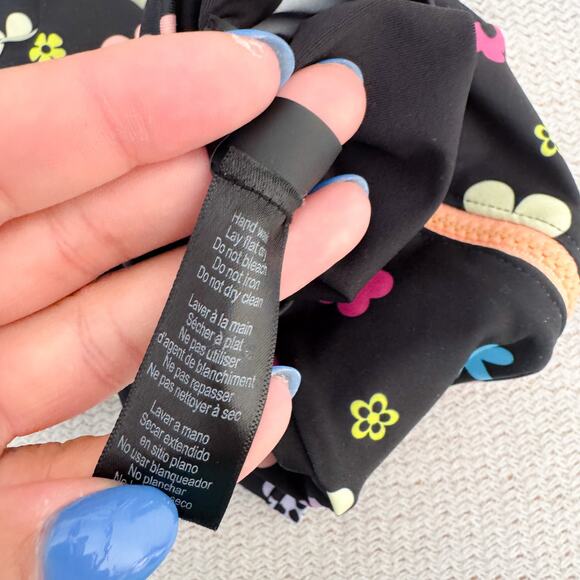 Beach Riot Black + Multi Flower Print Long Sleeve Rashguard One Piece Swimsuit - Picture 4 of 8